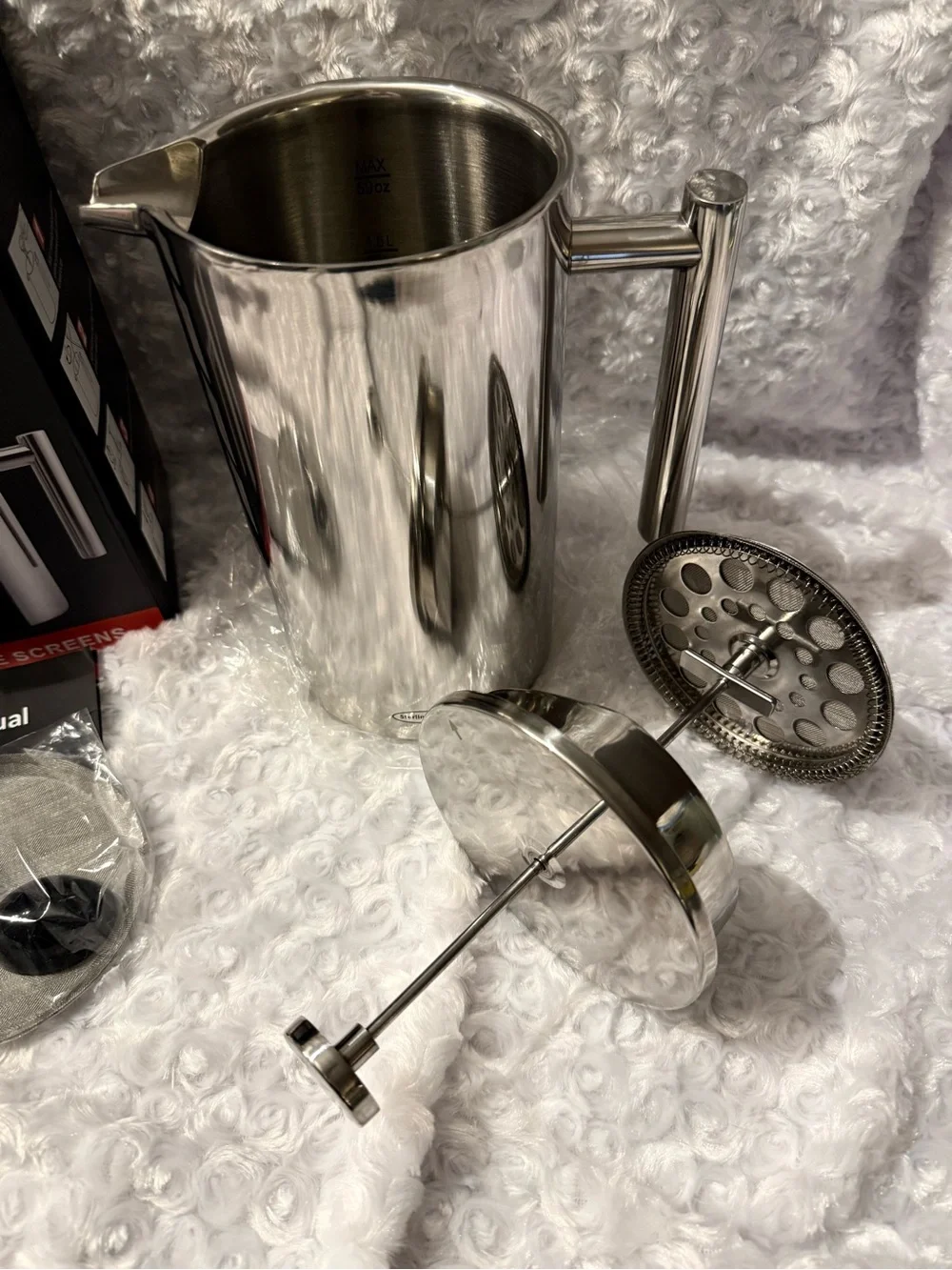 Stainless Steel Coffee Press - Mirror Double-Wall French Press